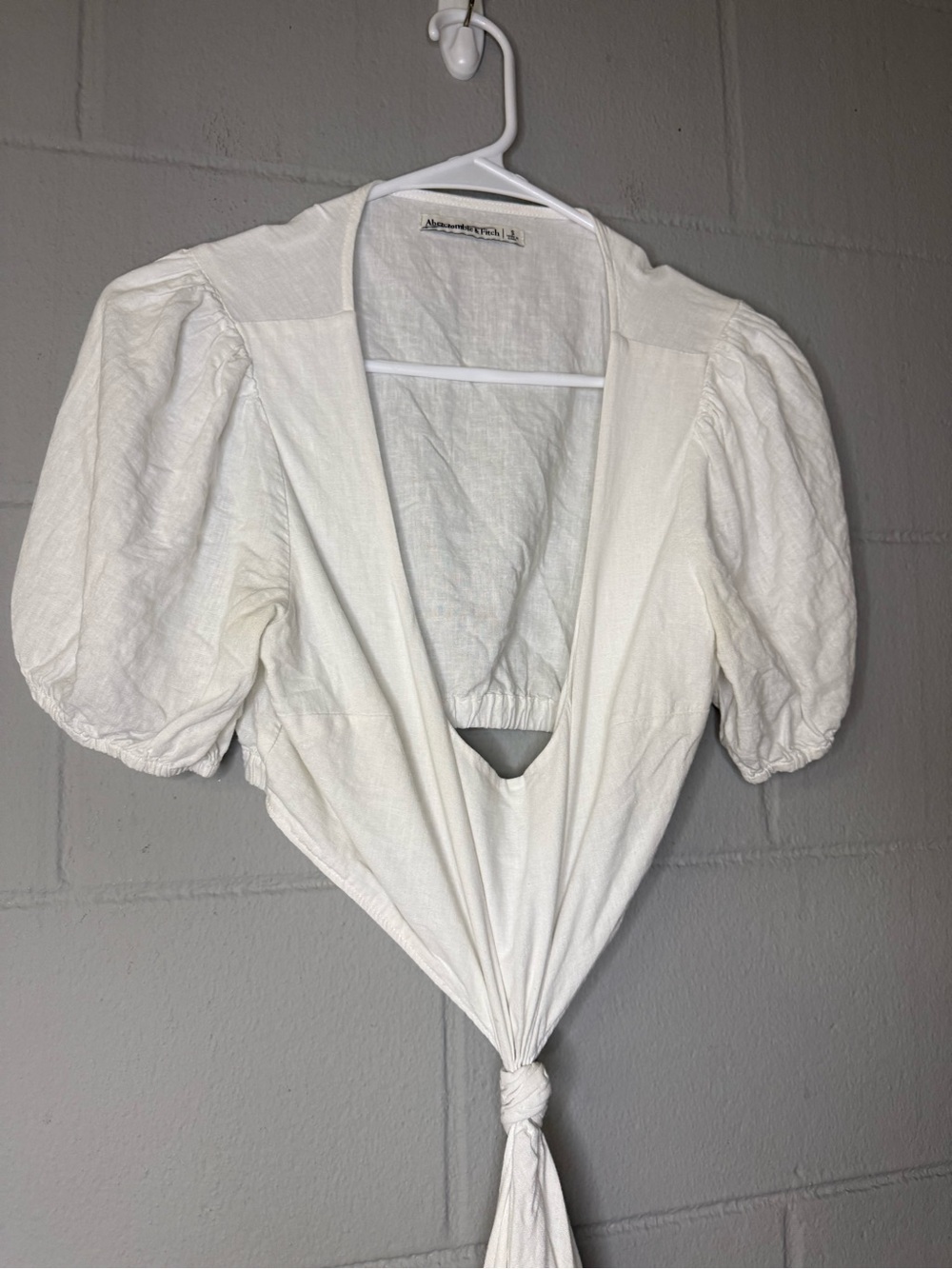 Abercrombie & Fitch Knotted Cutout Linen Blend Mini Dress in White Women’s Small - Picture 4 of 7
